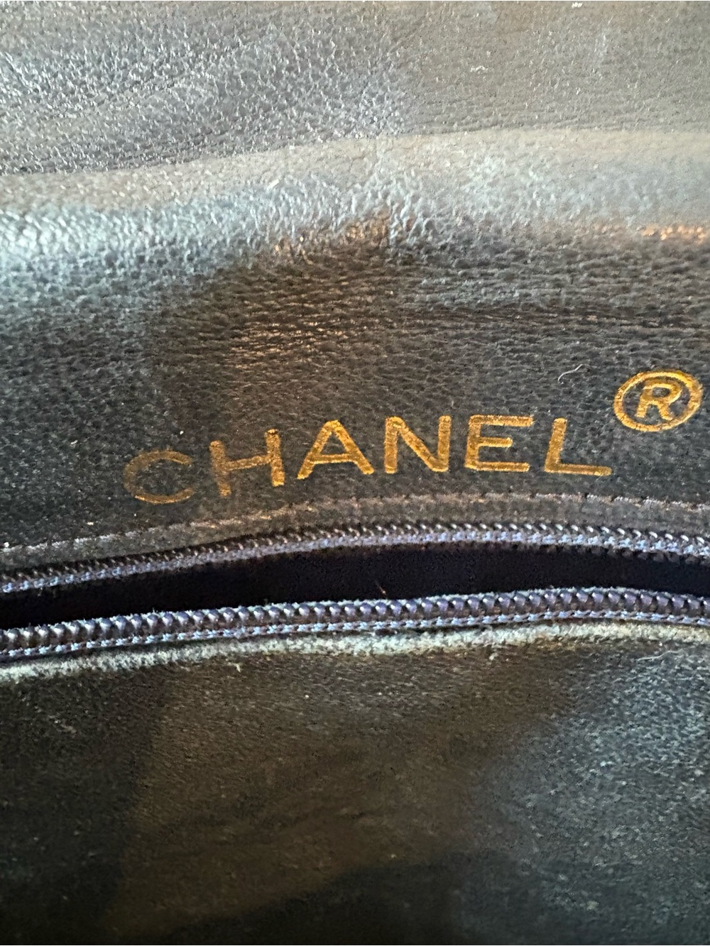 CHANEL Vintage Navy Blue Leather Shoulder Bag with Gold Chain and Tassel w COA - Picture 8 of 16